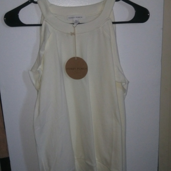 Honey Punch Ivory Ruffle Cold Shoulder Top - Picture 2 of 5